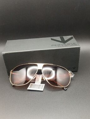 PERVERSE Aviator Sunglasses - Rose Gold Frame with Gradient Brown Lenses NIB